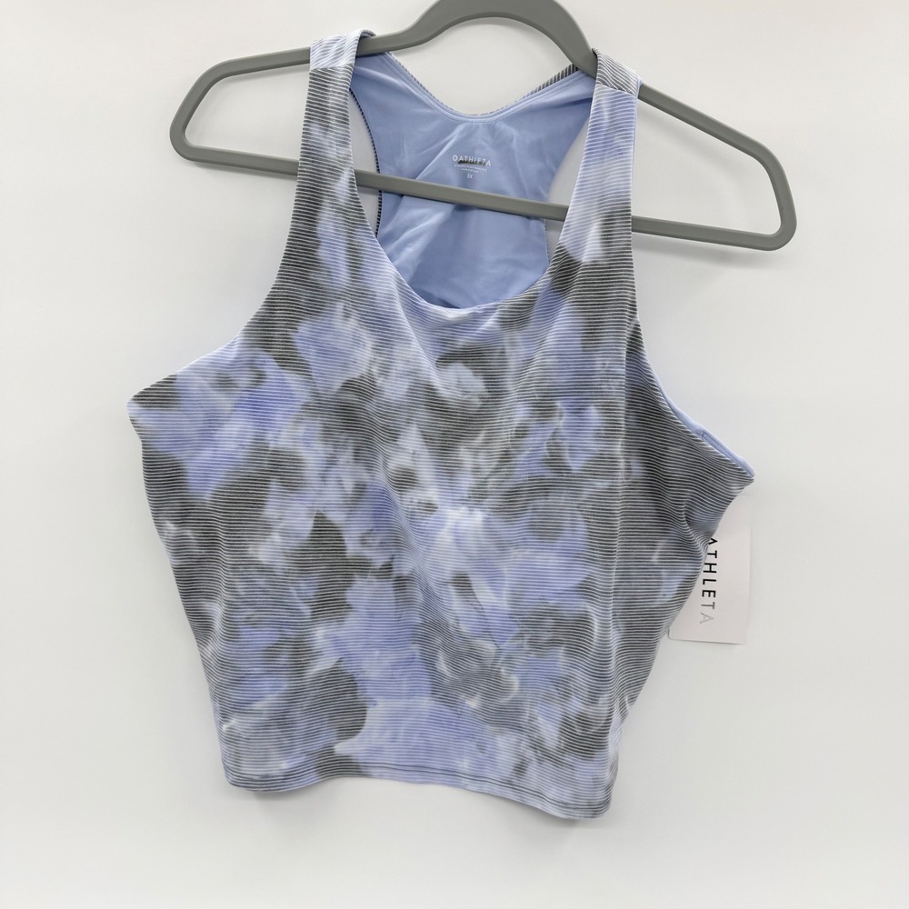 Athleta Conscious Textured Crop D-DD Tank‎ Top 3X Blue Tie Dye Ribbed 980997